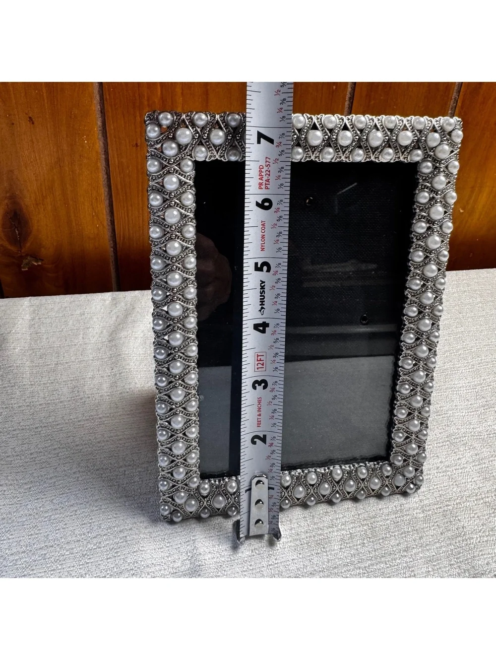 Vintage Nicole Miller New York 4x6 Picture Frame with Faux Pearl Border